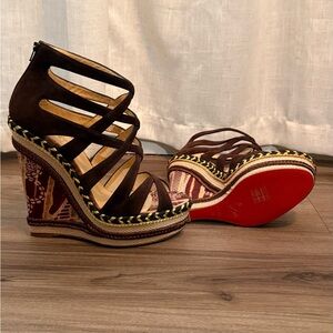 Christian Louboutin Tosca 140 Suede Espadrille Wedges – Size 38 - New in Box